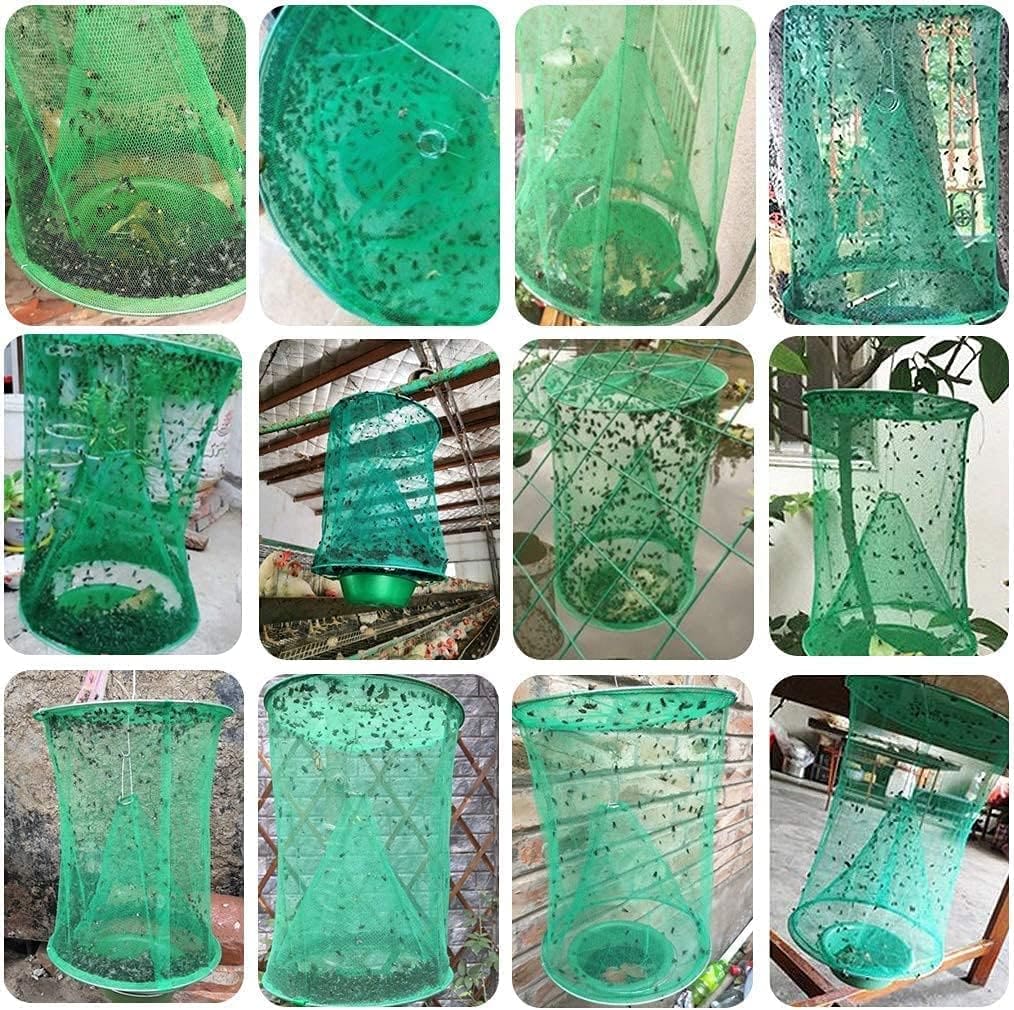 4 Pack Ranch Fly Trap with Bait, Disposable Stable Fly Trap,Horse Fly Trap, Farm Fly Trap, Pest Control, Fly Traps Outdoor, Hanging Fly Cages, Fly Catcher Killer for Farm/Orchard