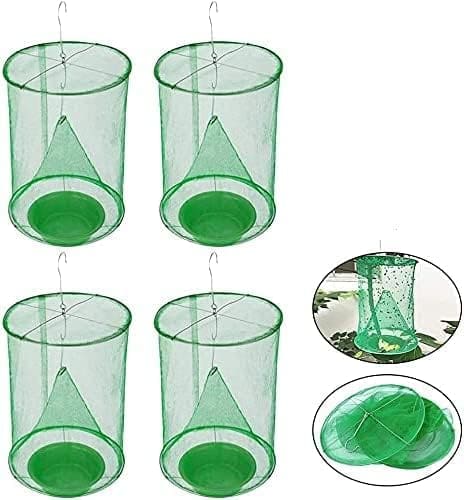 4 Pack Ranch Fly Trap with Bait, Disposable Stable Fly Trap,Horse Fly Trap, Farm Fly Trap, Pest Control, Fly Traps Outdoor, Hanging Fly Cages, Fly Catcher Killer for Farm/Orchard