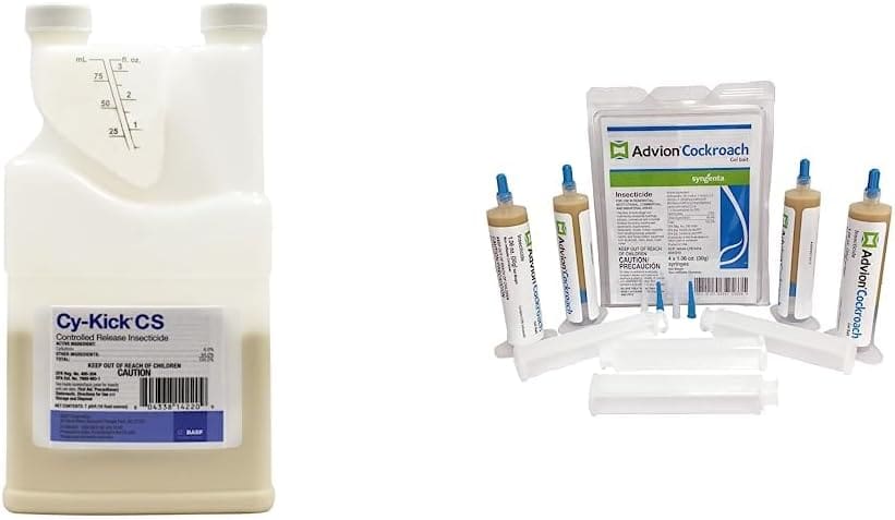 BASF - 59014457 Cy-Kick CS Pest Control Insecticide 16 oz Pint advion 383920 4 Tubes and 4 Plungers Cockroach German Roach Pest Control Inse, Brown BASF - 59014457 Cy-Kick CS Pest Control Insecticide 16 oz Pint advion 383920 4 Tubes and 4 Plungers Cockroach German Roach Pest Control Inse, Brown