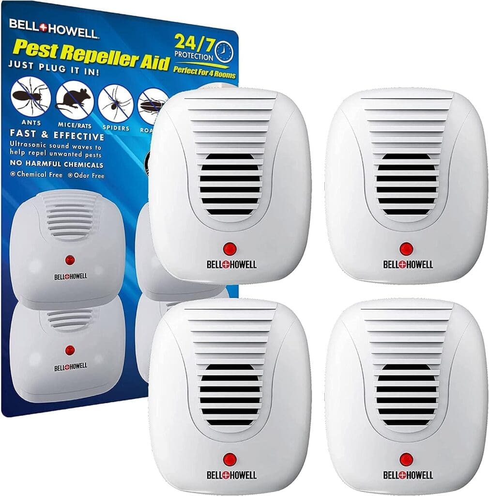 Bell + Howell Ultrasonic Pest Repeller Home Kit (Pack of 4), Ultrasonic Pest Repeller, Pest Repellent for Home, Bedroom, Office, Kitchen, Warehouse, Hotel Bell + Howell Ultrasonic Pest Repeller Home Kit (Pack of 4), Ultrasonic Pest Repeller, Pest Repellent for Home, Bedroom, Office, Kitchen, Warehouse, Hotel