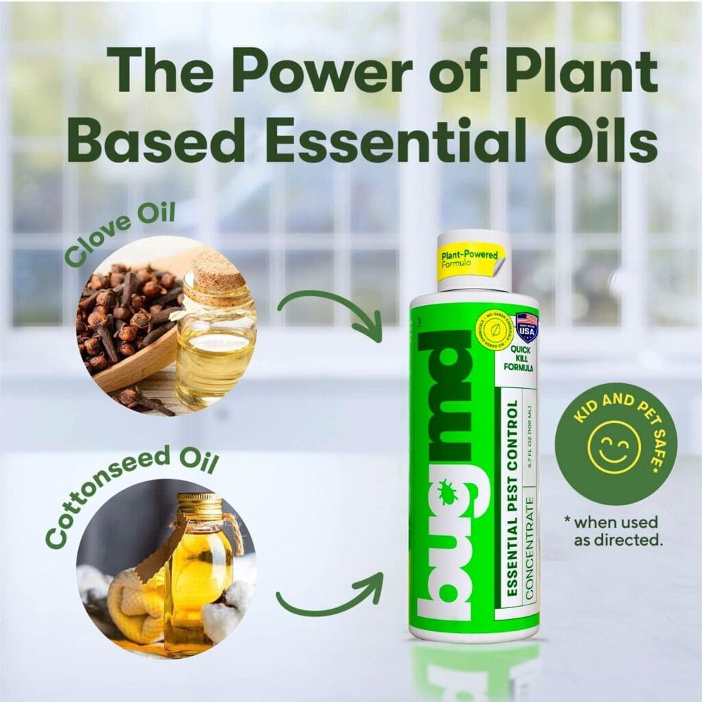 BugMD - Pest Control Essential Oil Concentrate 3.7 oz - Plant Powered Bug Spray, Kills Bugs Spiders Fleas Ticks Roaches, Ant Spray Indoor, Ant Killer for House, Flea Spray for Home, Bed Bug Spray BugMD - Pest Control Essential Oil Concentrate 3.7 oz - Plant Powered Bug Spray, Kills Bugs Spiders Fleas Ticks Roaches, Ant Spray Indoor, Ant Killer for House, Flea Spray for Home, Bed Bug Spray