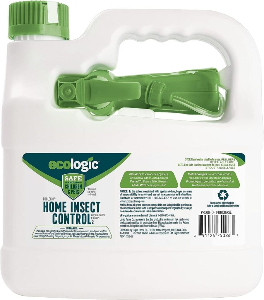 Ecologic Home Insect Control, Kills Cockroaches, Ants, Spiders and More, Indoor  Outdoor Use, Safe Around Children and Pets, (RTU Spray) 64 fl Ounce
