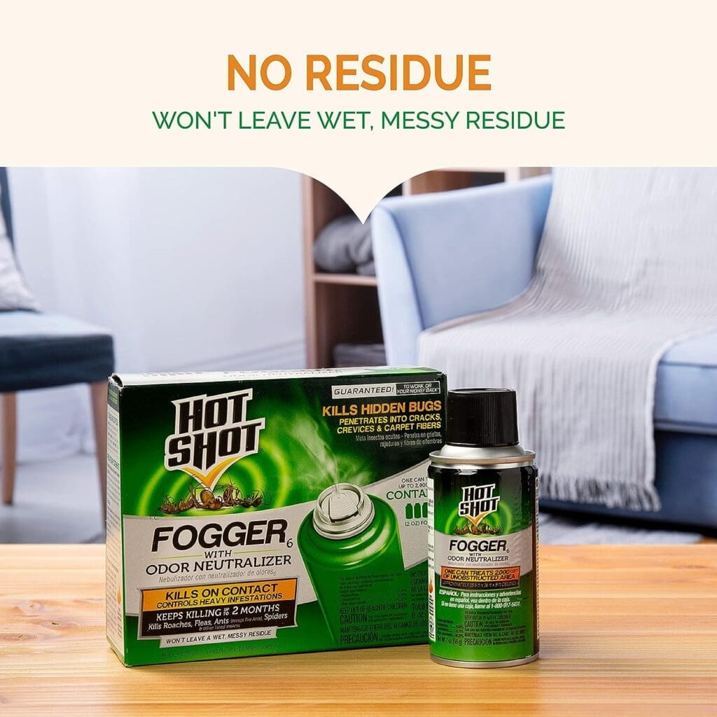Hot Shot Fogger With Odor Neutralizer, Kills Roaches, Ants, Spiders Fleas, Controls Heavy Infestations, 3 Count, 2 Ounce Pack of 2 Hot Shot Fogger With Odor Neutralizer, Kills Roaches, Ants, Spiders Fleas, Controls Heavy Infestations, 3 Count, 2 Ounce Pack of 2