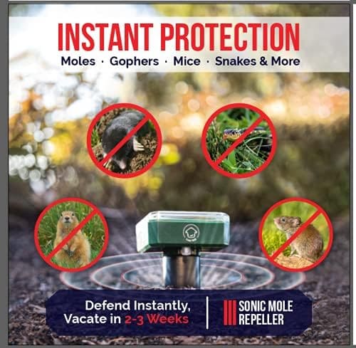 Livin Well Solar Sonic Pest Repeller Stakes - 4pk Outdoor Pest Repellent with 5,000 Feet Range, Solar Powered Animal Control, Rodent Repellent and Deterrent for Mole, Vole, Gopher Livin Well Solar Sonic Pest Repeller Stakes - 4pk Outdoor Pest Repellent with 5,000 Feet Range, Solar Powered Animal Control, Rodent Repellent and Deterrent for Mole, Vole, Gopher