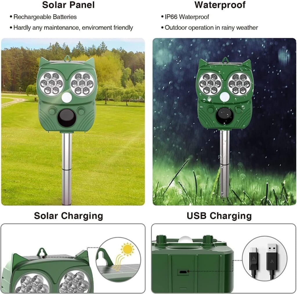 Solar Animal Control Outdoor Home Guard Deterrent to Protect Your Yard from Cats,Dogs, Squirrels, Deer, ​Raccoon, Groundhog