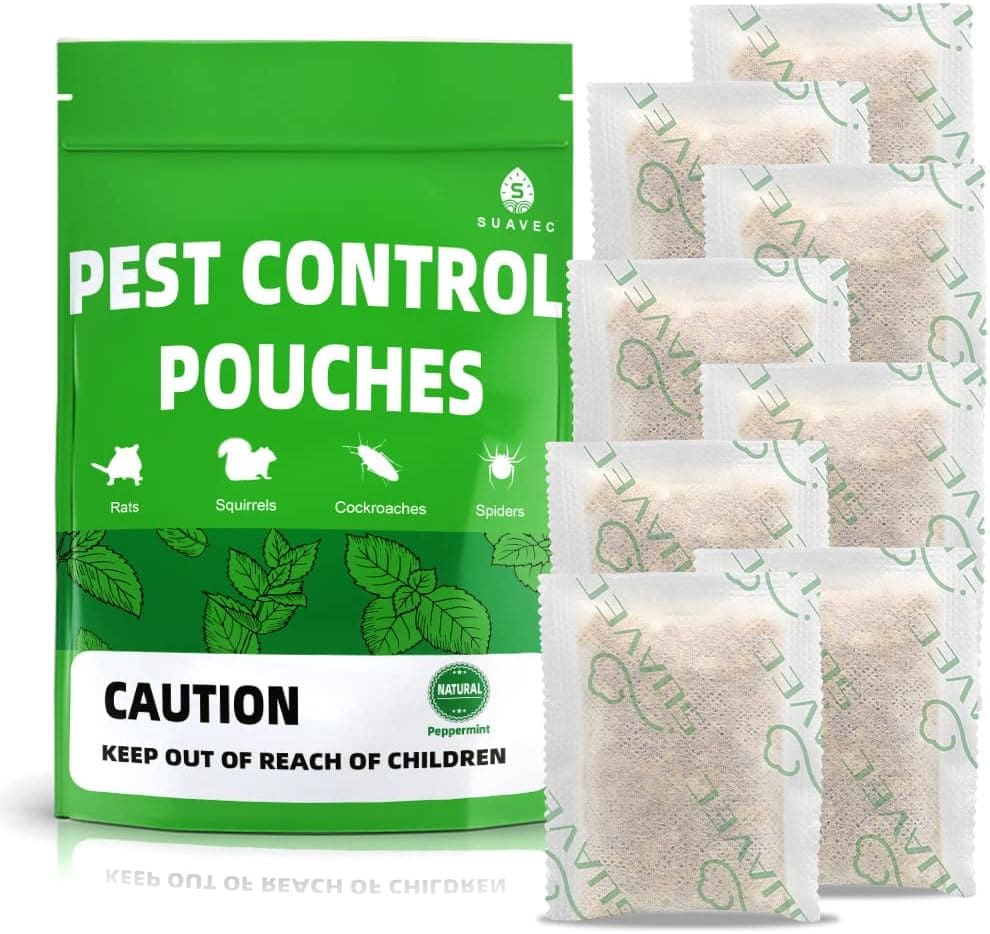 SUAVEC Pest Control Pouches, Squirrel Repellent, Repel Squirrels, Rodents, Mouse, Mice, Rats, Ant, Spider Other Pest, Peppermint Rodent Repellent, Indoor Mice Repellent, Pest Repeller- 8 Pouches SUAVEC Pest Control Pouches, Squirrel Repellent, Repel Squirrels, Rodents, Mouse, Mice, Rats, Ant, Spider Other Pest, Peppermint Rodent Repellent, Indoor Mice Repellent, Pest Repeller- 8 Pouches