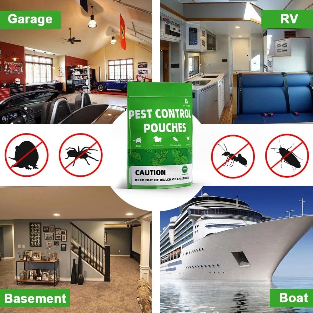 SUAVEC Pest Control Pouches, Squirrel Repellent, Repel Squirrels, Rodents, Mouse, Mice, Rats, Ant, Spider Other Pest, Peppermint Rodent Repellent, Indoor Mice Repellent, Pest Repeller- 8 Pouches SUAVEC Pest Control Pouches, Squirrel Repellent, Repel Squirrels, Rodents, Mouse, Mice, Rats, Ant, Spider Other Pest, Peppermint Rodent Repellent, Indoor Mice Repellent, Pest Repeller- 8 Pouches