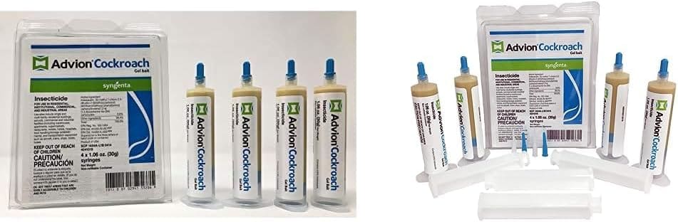 Syngenta Advion Cockroach Gel Bait - 1 Box (4 X 30 Gr.Syringes) advion 383920 4 Tubes and 4 Plungers Cockroach German Roach Pest Control Inse, Brown Syngenta Advion Cockroach Gel Bait - 1 Box (4 X 30 Gr.Syringes) advion 383920 4 Tubes and 4 Plungers Cockroach German Roach Pest Control Inse, Brown