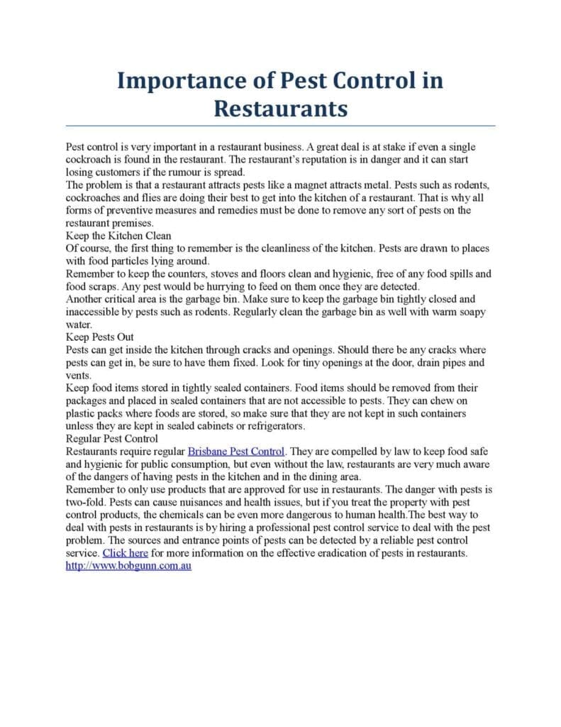 The Importance Of Regular Pest Control In Restaurants The Importance Of Regular Pest Control In Restaurants