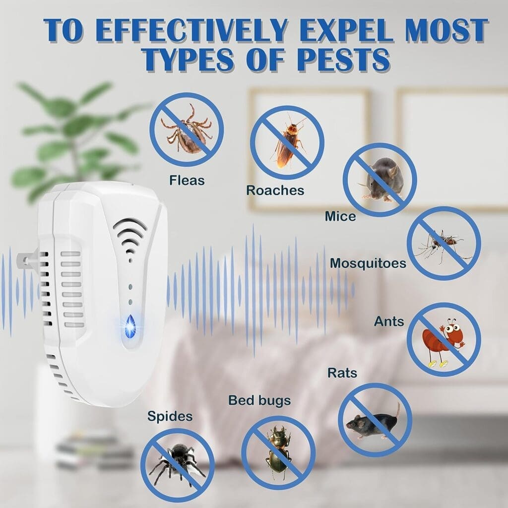 Ultrasonic Pest Repeller, Mouse Repellent Indoor Ultrasonic Plug in, Insect Rodent Repellent for House, Pest Defense for Bugs Roaches Insects Mice Spiders Mosquitoes Flies Cockroach, 6 Pack