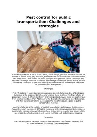 Pest Control In Public Transportation